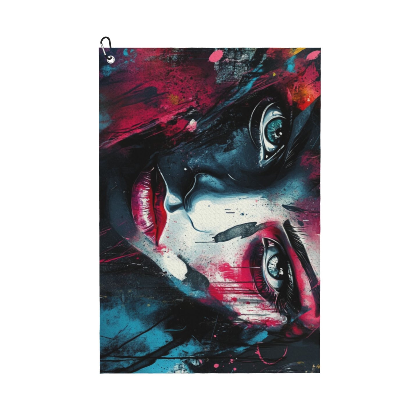 Golf Towel - Artistic "Abstract Female Portrait" Design, 24x16.1 Inches